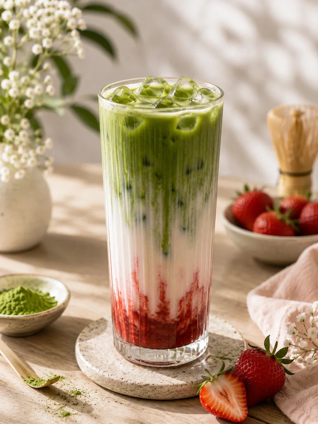 Iced Strawberry Matcha Latte